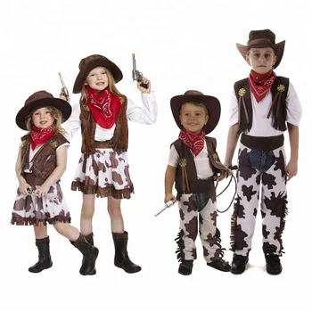 Cowboy Cowgirl Costume Kids Fancy Dress 