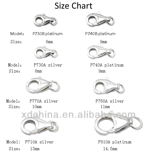 Lobster Clasp Size Chart