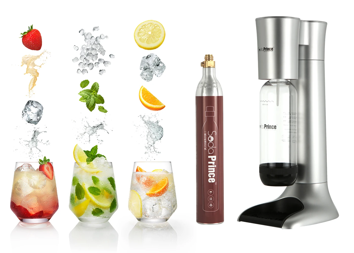 Soda Maker Machine With 1liter Pet Bottle And 0.6 Liter Aluminum Soda