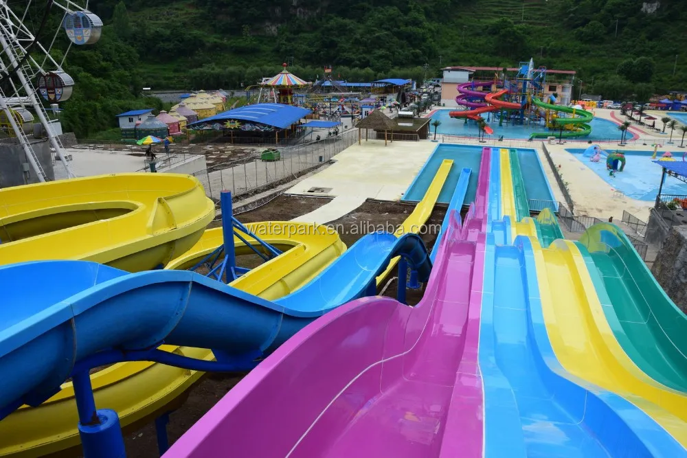 Amusement Park Long Pool Slides Fiberglass Swimming Pool Tube Slide