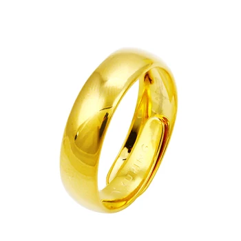 Xuping 24k Golden Jewelry Ring Adjustable Concise Gold Ring Dubai Brass ...