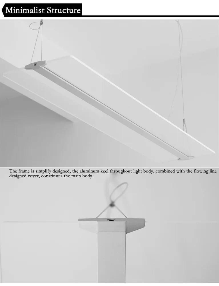 CE approved transparent 60W LED flat pendant Light for office