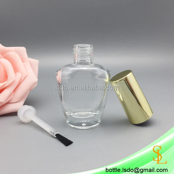 Clear 14ml Empty Nail Polish Cuticle Oil Bottles With Brushes And Gold