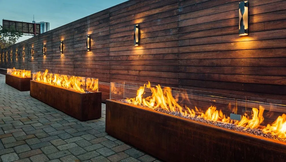 hot-selling outdoor gas firepit corten steel firewood fireplace