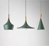 hotel indoor bedroom green E27 art deco hotel wooden modern nordic drum pendant light lamp