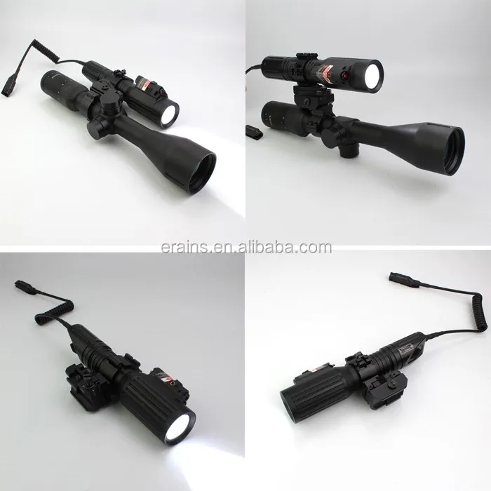 ES-LS-1KLMR 1000 lumens T6 LED light with red laser mounted on riflescope.jpg