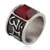 Wholesale hot sell ruby stone for man titanium steel made thumb rings finger ring