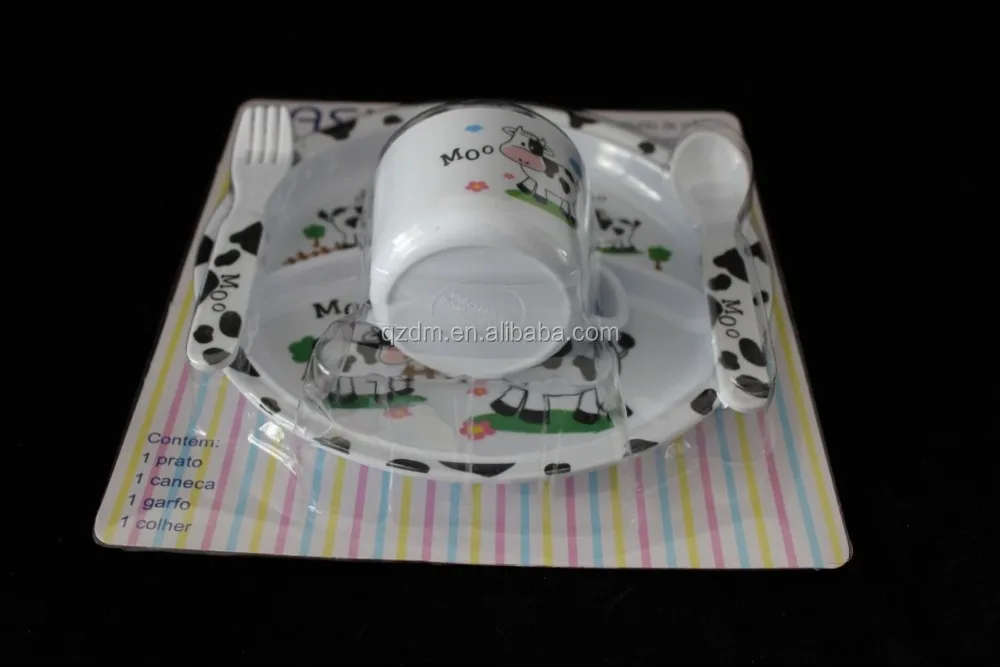 Melamine Kid's Dinner set Dairy cattle print