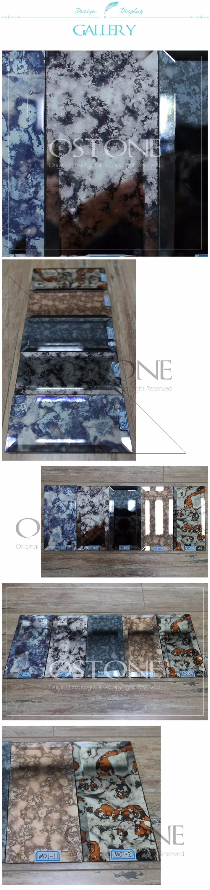 Different Thickness Antique Mirror Flat Glass Tile Rectangle Beveled Edge Mirror Tiles 