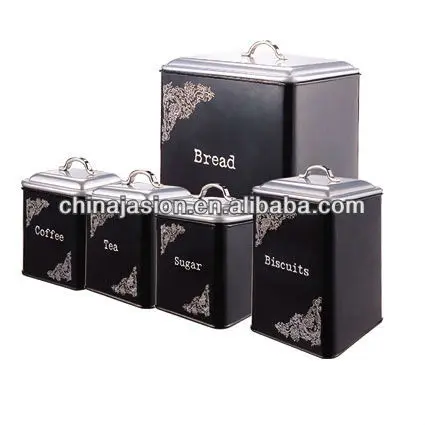 Black Large Bread Bin Tea Coffee Sugar Biscuit Jars Canister Storage Black Large Bread Bin Tea Coffee Sugar Biscuit Jars Canister Storage Set Modern Sets Biscuits Bins Unique Product On Alibaba