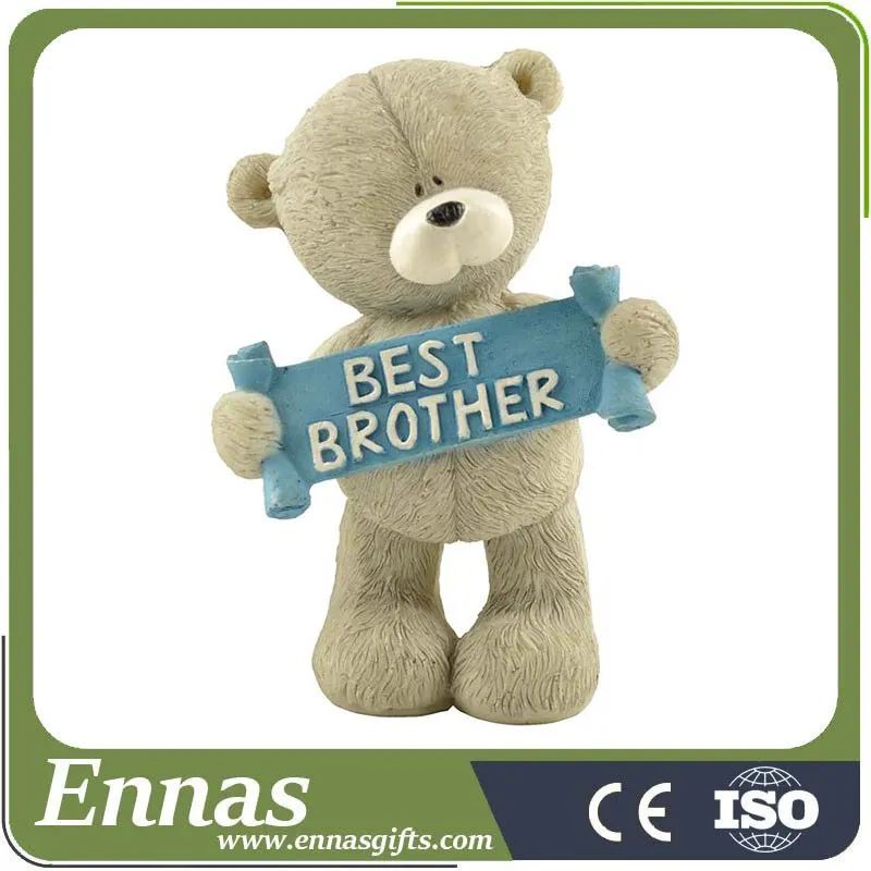 Wholesale Brother Gifts Polyresin Animal Bear Figurine with Letters "best Brother"