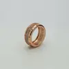 Trendy Fashion 316L Surgical Stainless Steel Full Crystals Inlay Tension Setting Rose Gold Plating Beveled Edges Ring SZ#5-15