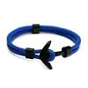 Handmade Braided Rope Bracelet Black Metal Anchor Woven Bracelet For Men and Women