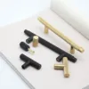 Modern brass T Bar Knurled cabinet handle furniture bedroom kitchen hardware knobs and pullers