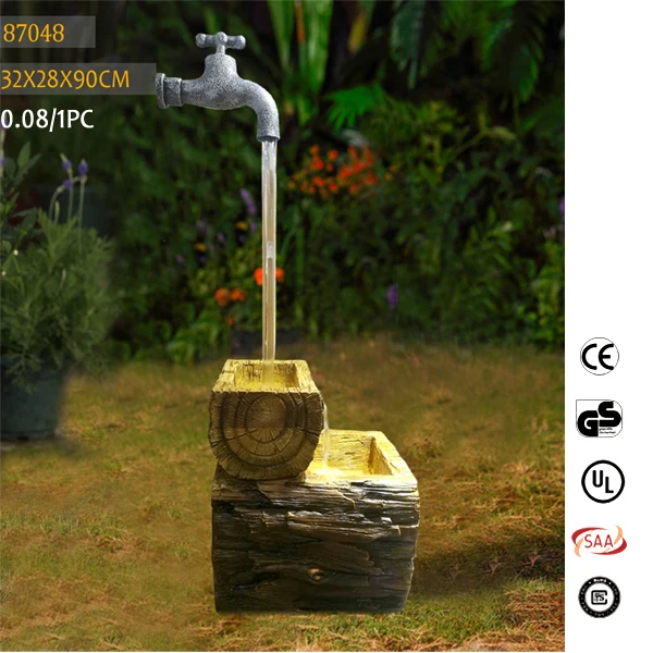 Outdoor Garten Poly Resin Wasserhahn Solar Pumpe Wasser Brunnen Mit