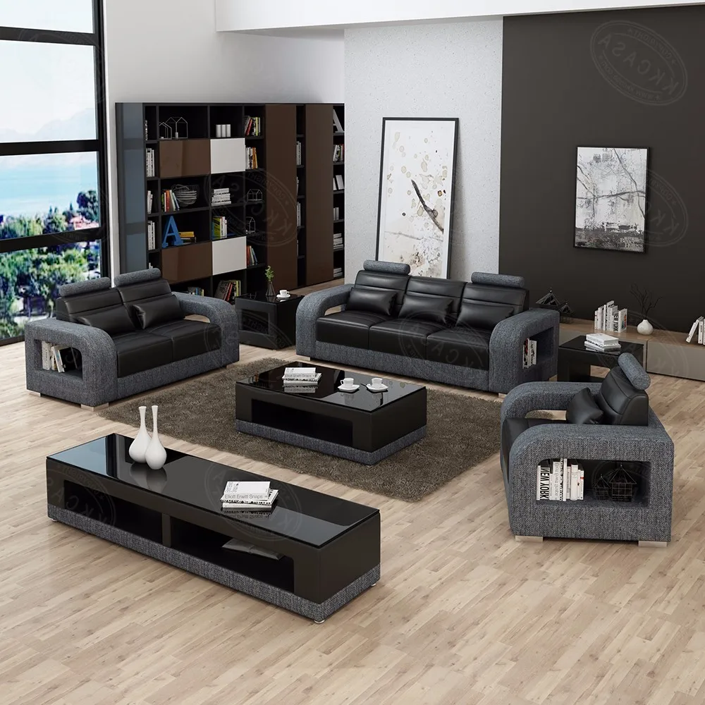 Sectional Combination Adjustable Headrest German Leather Sofa Foshan