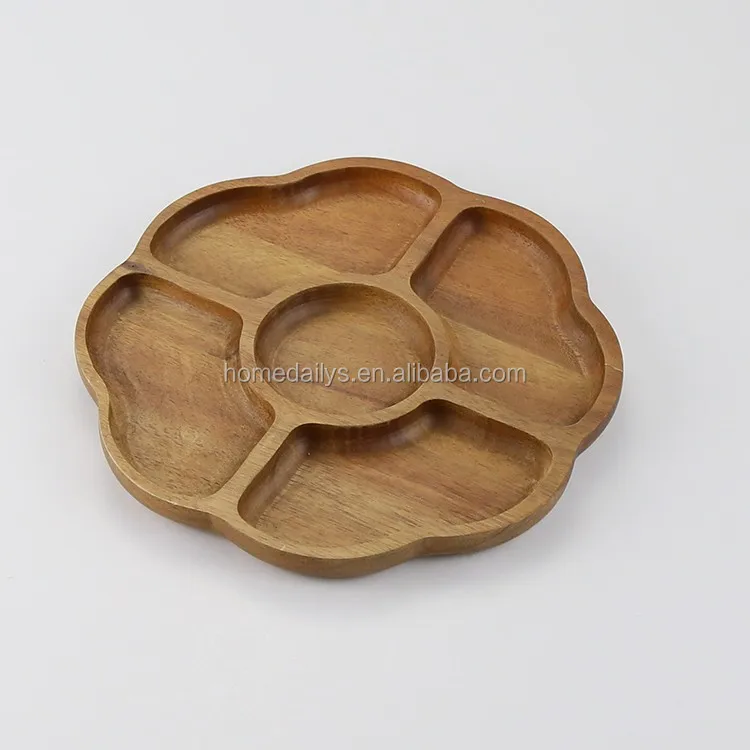 5 Compartment Acacia Wood Snack Serving Tray Buy Food Tray,Wooden
