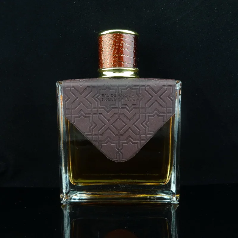 New Products Glass Luxury Black Leather Perfume Bottle Man Buy Black