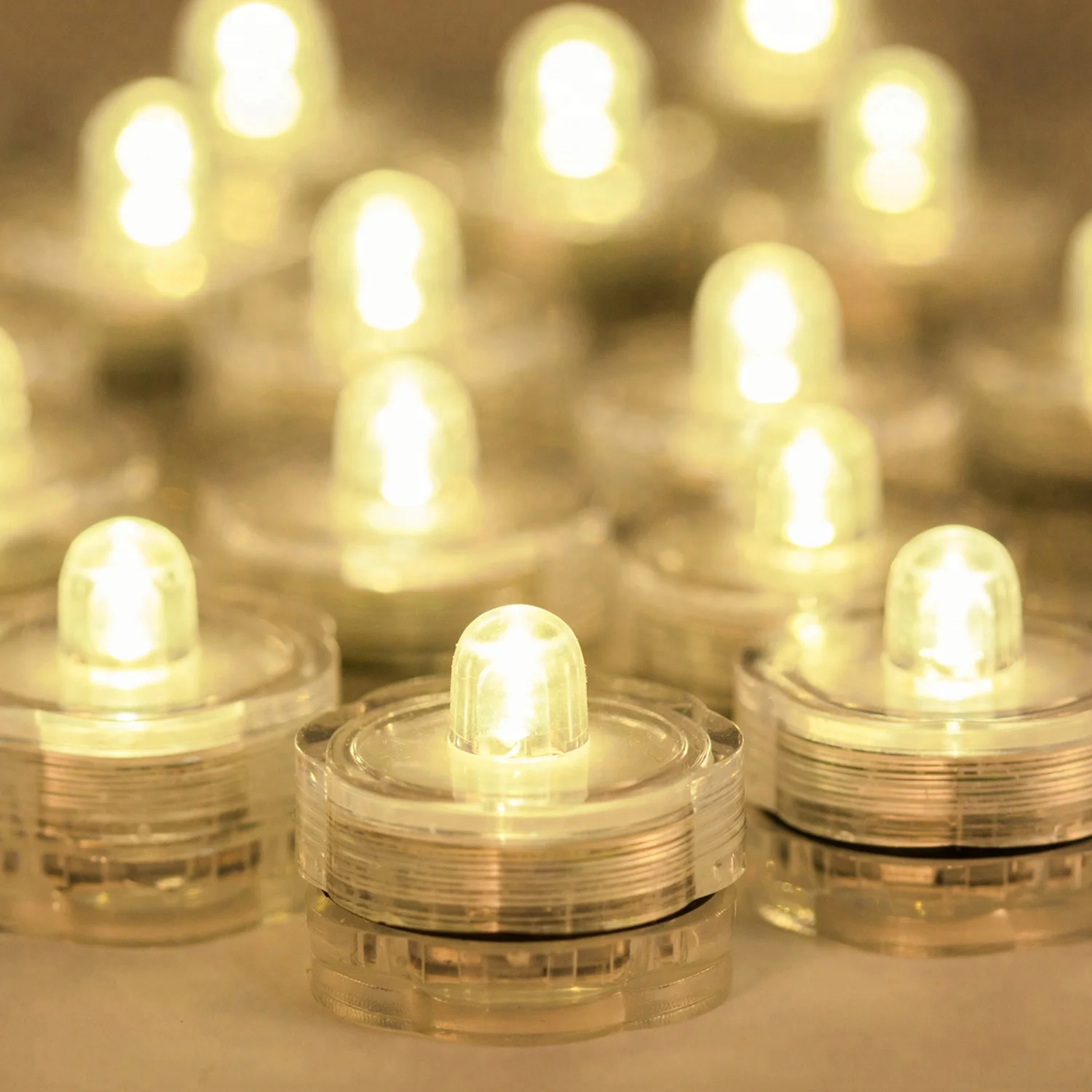 Warm White Waterproof CR2032 Battery Operated LED Submersible Tea Lights