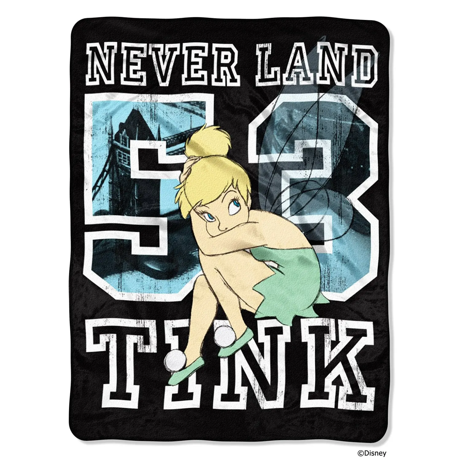 Disney Tinkerbell Tink Sport Micro Raschel Throw, 46 by 60"
