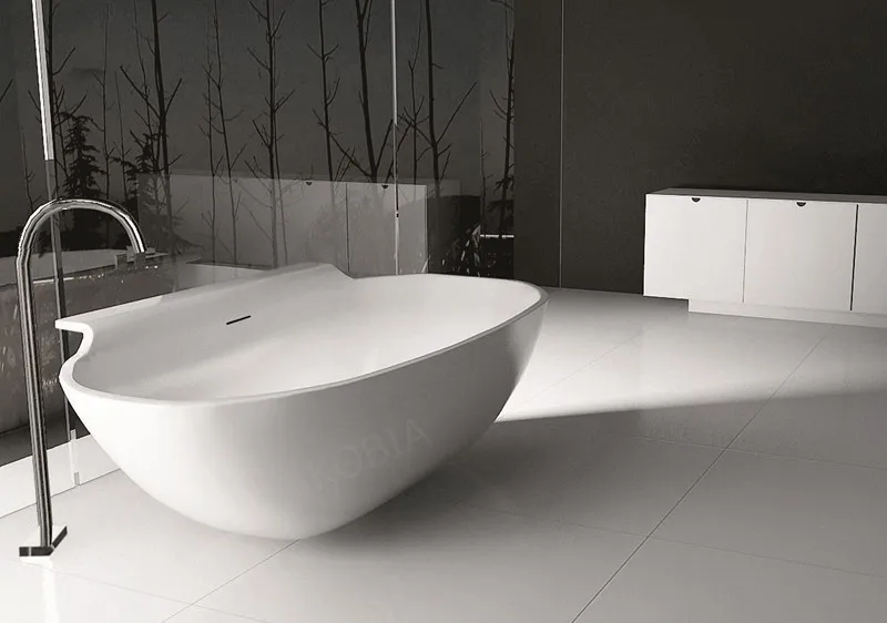 K13 Free Standing Composite Stone Resin Bath Tub / Solid Surface