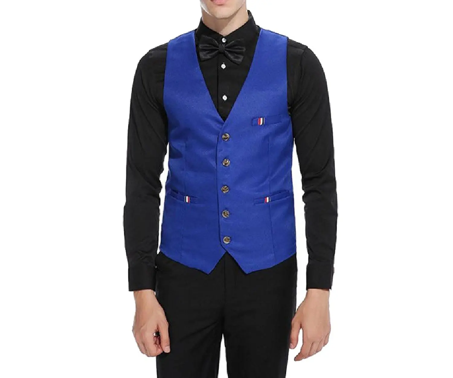 Abetteric Mens Solid Business Stitching Striped Pocketed Waistcoat Vest Suit