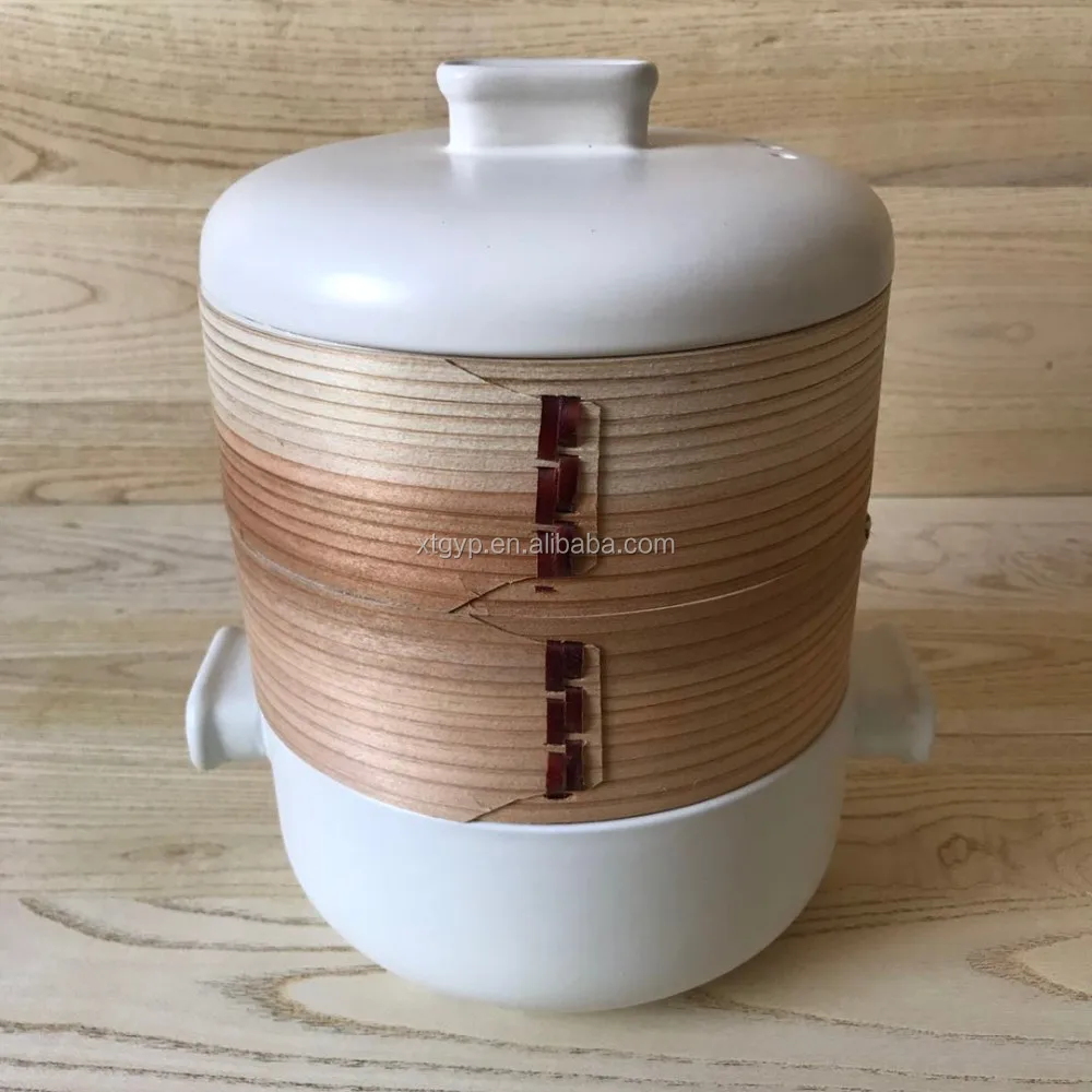 White Ceramic Pot Bamboo Food Steamer For Sale Buy Bamboo Steamer