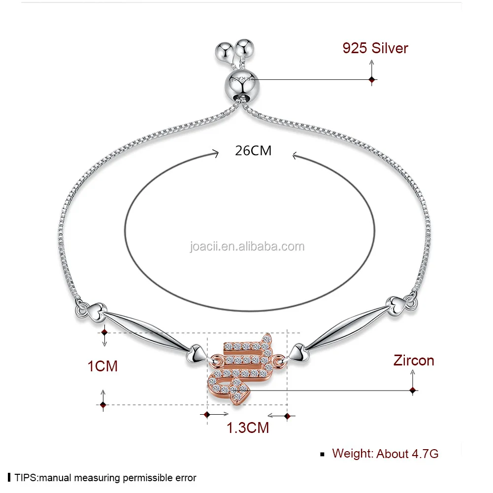 Joacii 925 Silver Bracelet Manufacturer Fashion Constellations Bracelet with CZ Stones