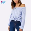 spring stripes blouse lady shirt model 2017 off-shoulder ladies blouses tops