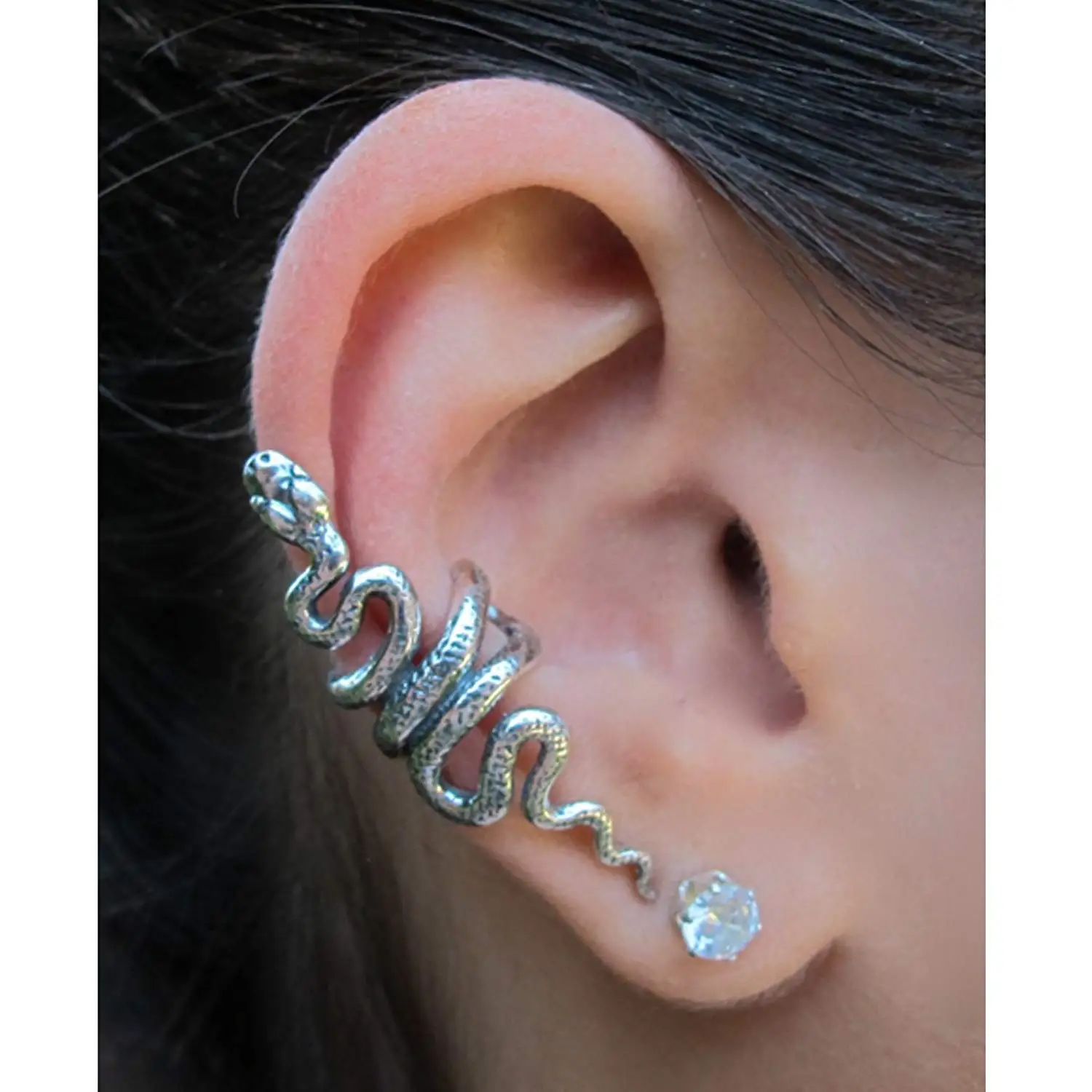 Meriling Gold Enamel Snake Ear Cuff Earring Single Ear Wrap