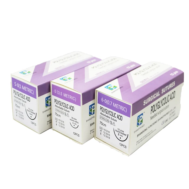 CE ISO Approved Synthetic Absorbable Polyglycolic Acid Surgical Suture PGA Suture