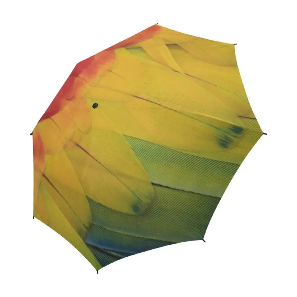 YUMOING Parrot Macaw Red Amazon Ave Bird Tropical Unique Umbrella Semiautomatic Foldable Umbrella Foldable Travel Rainy Sunny Gift