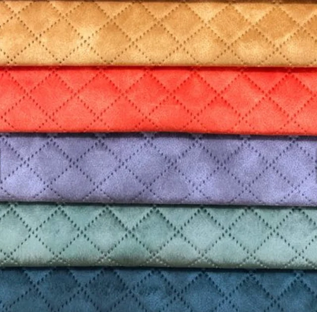 中国直接工厂 100% 聚酯室内装饰绗缝天鹅绒面料沙发服装