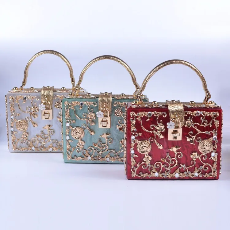 Women Acrylic Evening Bags Purses Clutch Vintage Banquet Handbag,Hard Shell Box Clutch Bag - Buy ...