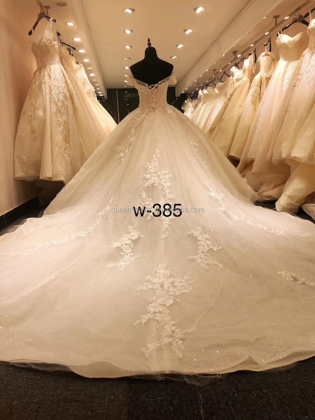 W-385 China wedding dress ball gown off-shoulder fancy bridal gowns