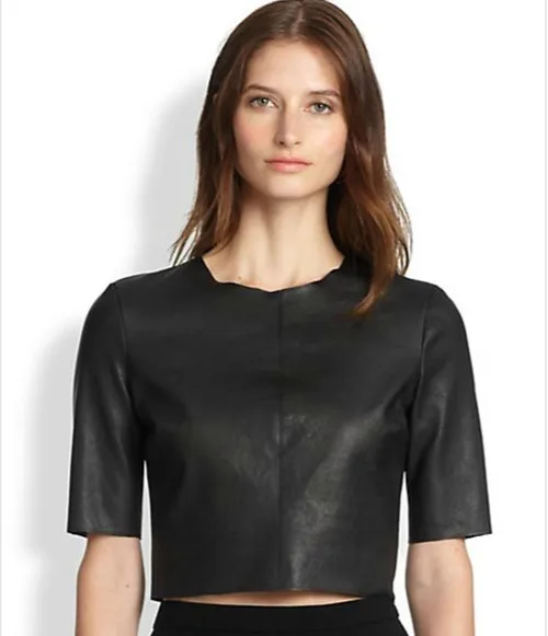 Latest Custom Wholesale Women Real Genuine Leather Shirt,Top Buy Real