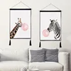 Giraffe and Zebra with Bubble Wall Hanging Banner Cool Home Decoration
