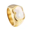 Stylish Stainless Steel Bear Shaped Jewellery Stone Band Cheap Faceted White Glass Ring