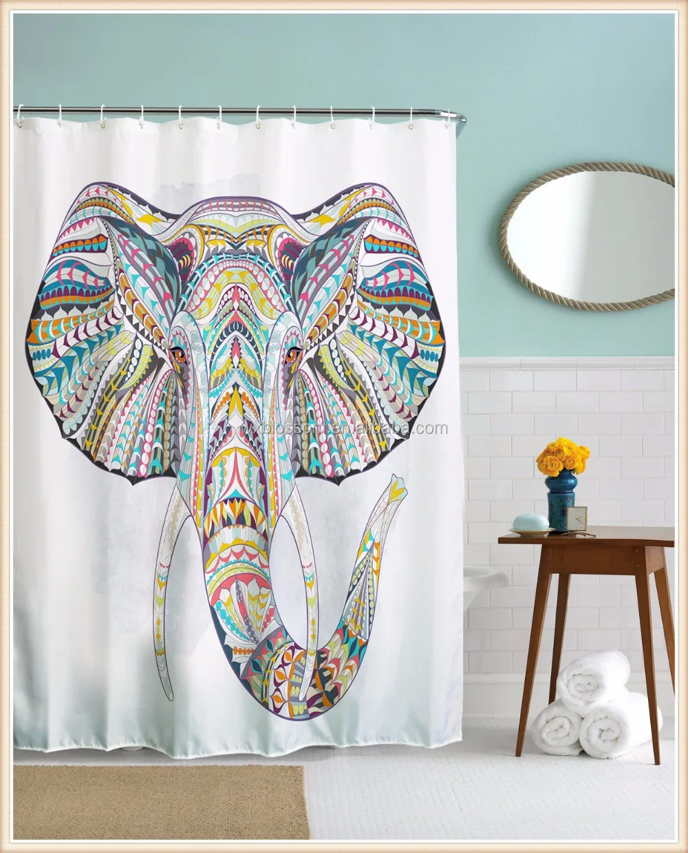 Top One Printing Polyester Home Goods Elephants Shower Curtain Buy