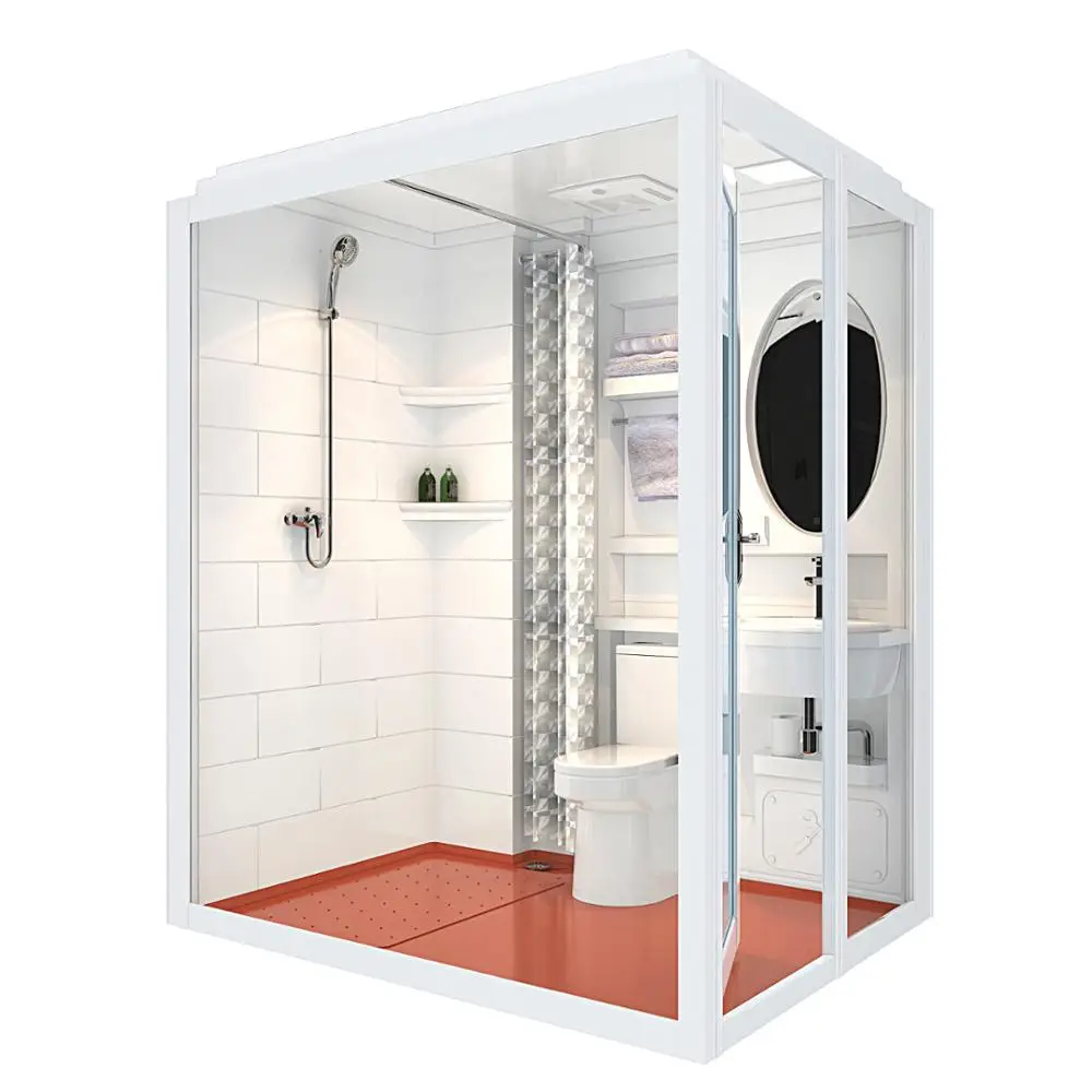 2017 New Style Glass Door Portable Prefab Bathroom Unit With Shower And
