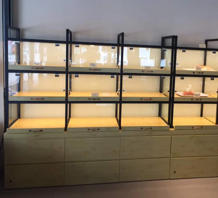 Malaysia 3 Tier Wall Mounted Display Showcase For Bread Bakery