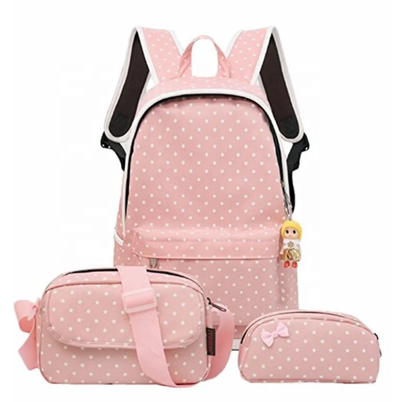 4 件可爱打印小学生小蝴蝶结孩子书包书包学校背包学生女孩学校背包