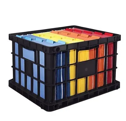 Office Depot Brand Filing/Stacking Crate, 10 3/4"H x 13 4/5"W x 16 4/5"D, Black