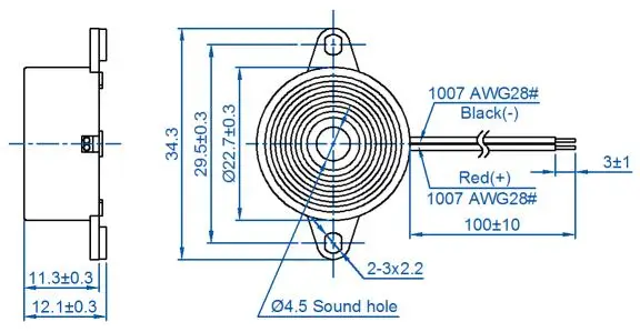 LPB2413W chanzghou 24mm 3.3KHz  piezo buzzer 12v dc 90db buzzer