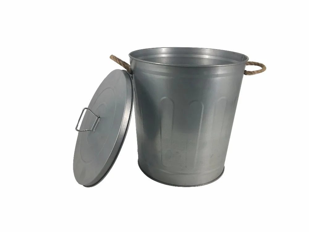 Galvanized Steel Outdoor Metal Trash Can /garden Trash Bin Bin