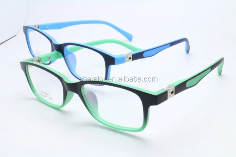 Fast Devery Kids Tr90 180 Degree Flexible Hinge Rectangle Shape Dual Color Optical Glasses Frame