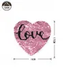Wholesale pink heart sequin patch,Flip the patch up and down #L12058