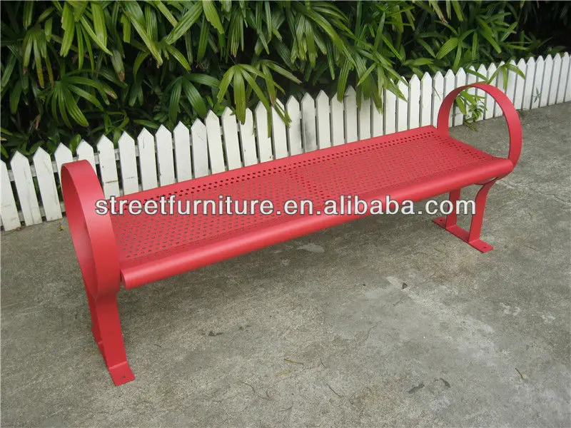 Powder Coated Outdoor Metal Beach Bench Without Back With A Middle