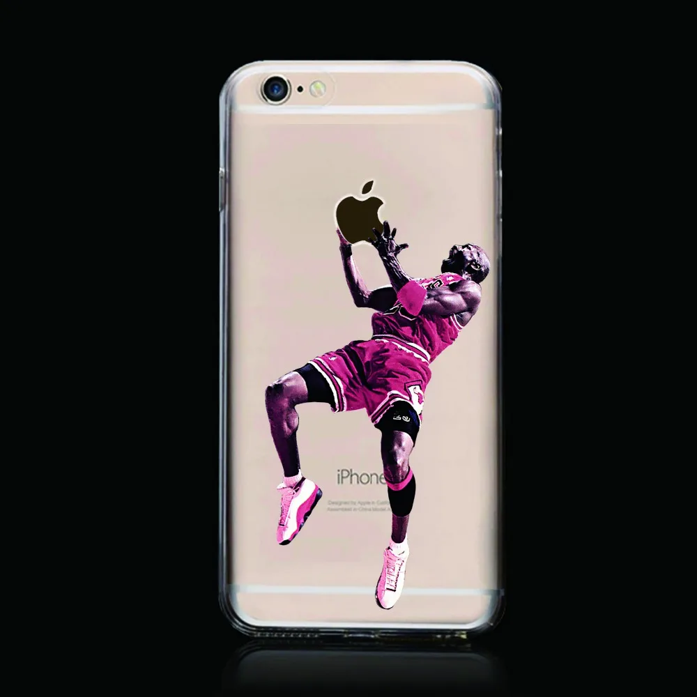 Basketball Player Jordan With Nba Patter Plastic Tpu Clear Custom Printed Phone Case For Iphone