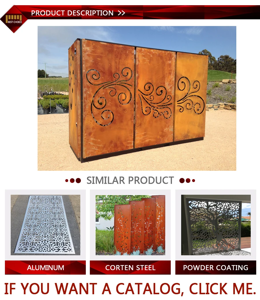 Decorative Laser Cut Outdoor Metal Screen Outdoor Privacy Panels